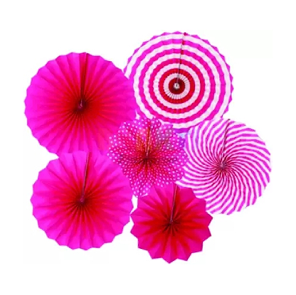 Aarvicart Hanging Paper fan Pink Paper Fans, Flowers Printed Decoration Set